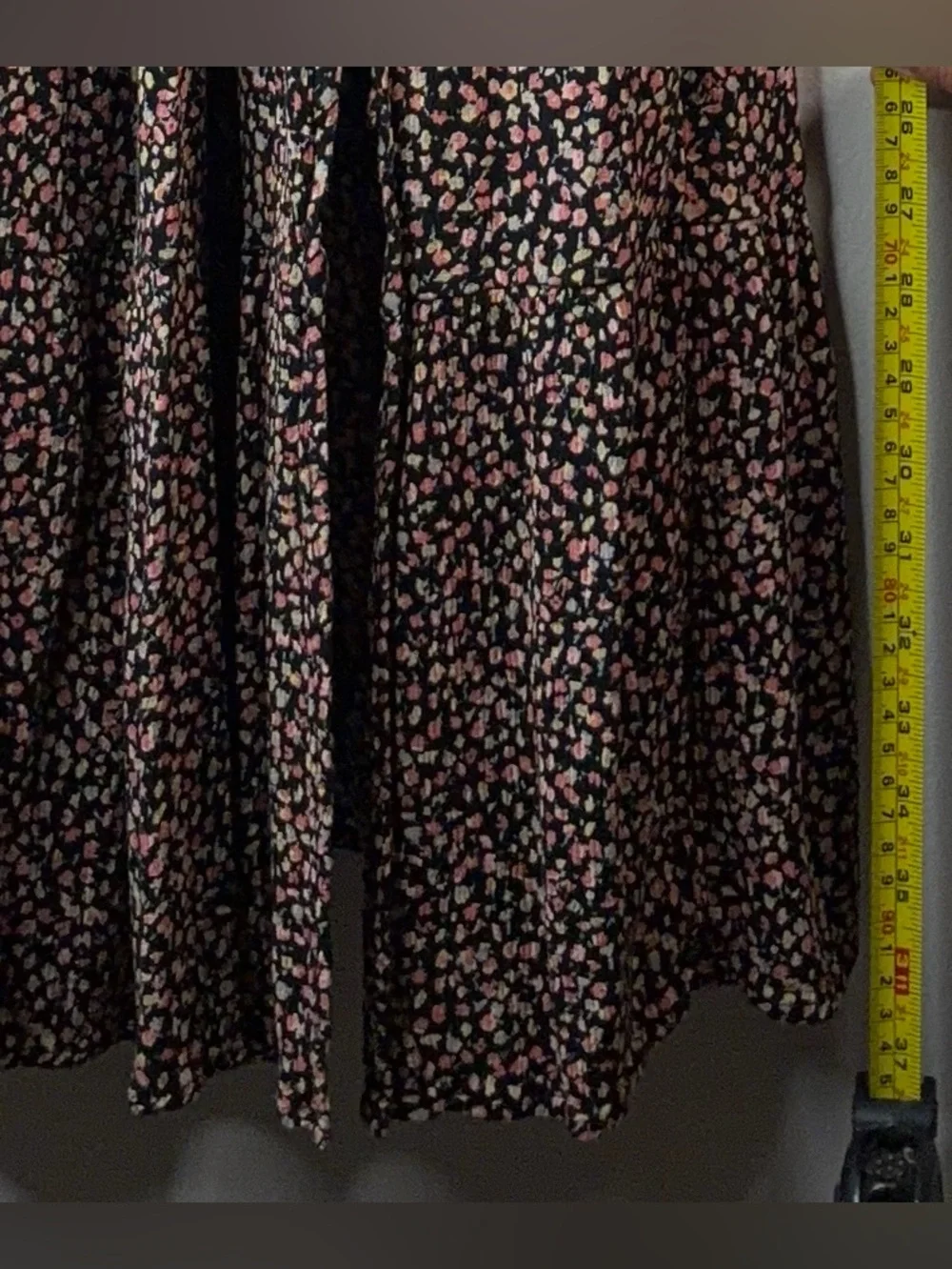 Abercrombie & Fitch Black Floral Midi Dress with Pink & Cream Accents